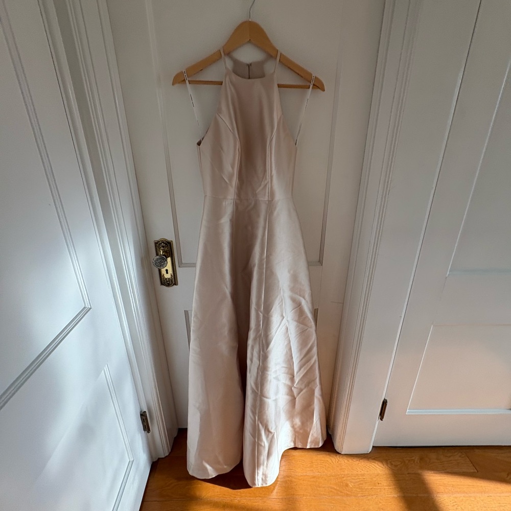 Alfred Sung Champagne Satin Twill Bridesmaid Dress